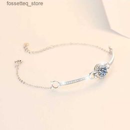 Charm Bracelets LESF 1 Moissan Diamond Women 925 Sterling Silver Round White Gemstone Popular Jewelry L240319