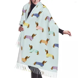 Scarves Fashion Dachshund Dog Cute Pattern Tassel Scarf Women Winter Warm Shawl Wrap Lady