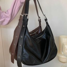 Totes MBTI Vintage Womens Tote Bag Aesthetic Large Capacity 2024 Fashion Korean Style Shoulder Pu Leather Elegant Casual Handbag