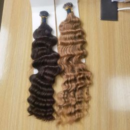 Extensions High Quality 22inch Malaysia Deep Wave Keratin Capsules Human Fusion Virgin Hair Pre Bonded I Tip Human Hair Extensions