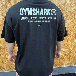 men shirts Guo Xian Gymshark London Store Exclusive Short Sleeved Loose T-shirt Pure Cotton Hard Drawn Deep Squat Fitness Sports Top
