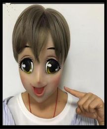 2018 New Anime Girl Mask Cosplay Cartoon Crossdresser Latex Adult Blue Eyes Cute Anime Female Face Masken 7792601