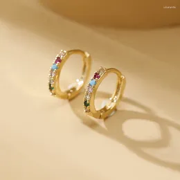 Hoop Earrings Multicolor Crystal Small Round For Women Trendy Gold Silver Color White Zircon Jewelry Bridal Minimalist Accessory