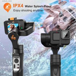 Stabilisers 3-axis universal joint Stabiliser for action cameras shock-absorbing handheld Stabiliser with IPX4 waterproof and Bluetooth control Q240319