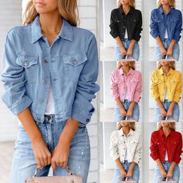 Women's Jackets Street Hipster Clothing 5 Colors Denim Jacket Woman Fashion Long Sleeve Solid Casual Slim Short Coat