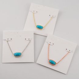 With free dust bag Blue Color turquoise Pendant Necklaces Necklace Real 18K Gold Plated Dangles Glitter Jewelries Letter Gift Fashion