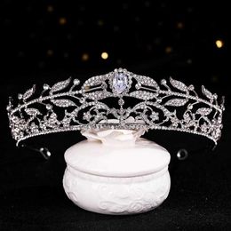 Tiaras Bridal Headdress Wedding Zircon Crown Headdress Wedding Hair Dress Silver Crystal Headdress and Crown Y240319