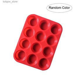 Baking Moulds Silicone Non Stick Muffin Tin Tray Baking Pudding Mould Bun - 12 Cup Randomly colored food grade silicone L240319