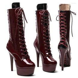 Dance Shoes Women 15CM/6inches PU Upper Plating Platform Sexy High Heels Ankle Boots Pole 15-043