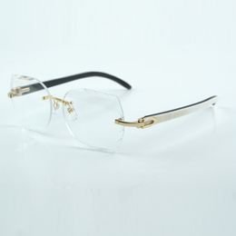 Micro cut fashionable transparent lenses 8300817 with natural black mixed buffalo horn arm size 18-140 mm