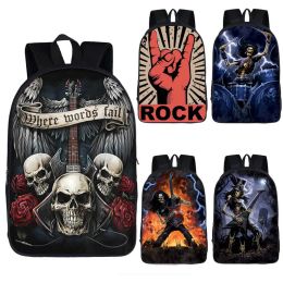 Bags Rock Guitar Rose Backpack for Teenage Boys Girls School Bags Punk Skull Heavy Metal Backpacks Women Men Laptop Backpack Book Bag