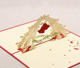 Laser Cut Party Invitations Handmade Greeting Cards 3D Christmas Bells Postcard Gift Decor Festive Supplies2194170