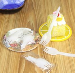 2000PcsLot OPP Packing Disposable Plastic Scoop Folding Fork Spoon Dessert Salad Spoon Ice Sream Fork Scoop Whole5252685