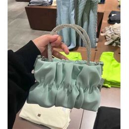 Hip Shoulder Bags Water Diamond Handheld tote Bag Womens Summer Ladies Party Pleated Cloud Chain Crossbody designer handbags 240311