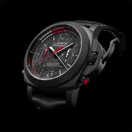 Paneraiss Automatik-Herrenuhren Paneraiss Herrenuhr LUMINOR Serie 1038 Kohlefaser Mechanischer Chronograph mit fliegendem Zähler Herrenuhr Wasserdichte Armbanduhren S