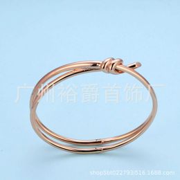 AA Designer Charm Bangle Bracelet TifanT Love Knot Bracelet Double Layer Cross Wrapped Rose Gold Set Diamond Fashion Knot Bracelet 3UP2