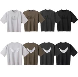 Designer Men's T Shirts Peace Pigeon High Street Retro Hip Hop Loose Heavyweight Couple T-shirt