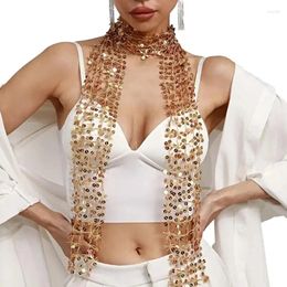 Scarves Fashion Nightclub Gold Bright Glitter Long Shiny Necklace Women Shinning Sequins Ladies Party Evening Dress Wedding Travel Scarf