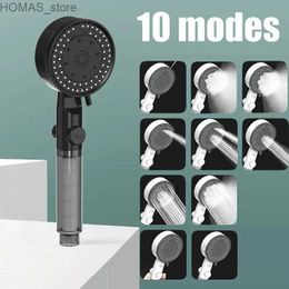 Bathroom Shower Heads 10 Modes Shower Head Built-in Filtered High Pressure Showerhead One Key Stop Water Bathroom Handheld Portable Shower Nozzle Y240319