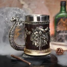 Mugs Viking Beer Mug 600ml Vikings Resin Stainless Steel Retro Tankard Coffee Cup Tea Pub Bar Party Gift