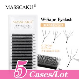 Eyelashes 5case/lot MASSCAKU 3D 4D 5D 6D Handwoven W Style False Premade Volume Lashes Natural Fluffy Soft Mink Eyelash Extension