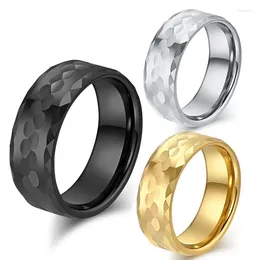 Cluster Rings 8mm Simple Golden Hammered Tungsten Carbide For Men Fashion Engagement Wedding Promise Bands Jewellery