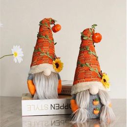 Party Decoration Fall Gnome Pumpkin Sunflower Mini Doll Dwarf Plush Ornaments For Christmas Autumn Thanksgiving Decor Gifts Halloween