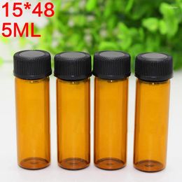 Storage Bottles 2000pcs 5ml Glass Amber For Essential Oil Empty Cosmetics Bottle With Screw Cap & Hole Tip Sale