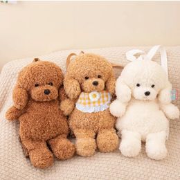 Brown Teddy Dog Backpacks Stuffed Animal Puppy Poodle Bag Girls Shoulders Bags Plush Student Schoolbags Backpack Toys for Boy 240314