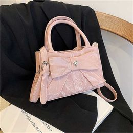 Hip Shoulder Bags Small Design Handheld Designer Handbags Tote Bag For Women Spring Simple Bow Square Trendy Crossbody 240311