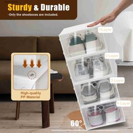 Storage Holders Racks Hot selling foldable plastic shoe box thick transparent stackable shoe box super combination shoe rack household shoe rack Y240319