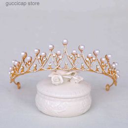 Tiaras New shiny bride crown fashion high-quality headdress womens wedding crown headdress Princess Birthday crown headdress Y240319