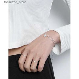 Charm Bracelets F.I.N.S Minimalist Heart Authentic 925 Sterling Silver Korean Design Asymmetric Chain Charm Fine Jewellery L240314