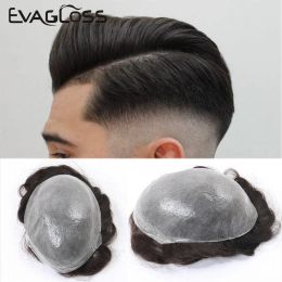 Toupees Toupees Natural Look PU Base Transparent Pu Men Toupee Men's Hair Pieces Unit Hair Replacement System 6inch For Men Hair Prosthesi