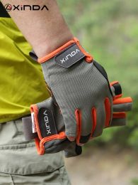 Gloves XINDA professional Outdoor Sports Half Finger Cowhide Climbing Gloves Rock Climb Downhill Hiking Anti Slip Wear resistant gloves