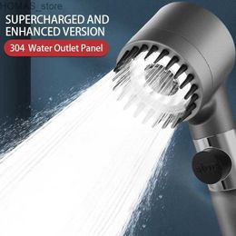 Bathroom Shower Heads 3 adjustable modes high-pressure black shower head rainwater booster Philtre bracket with hose for bathroom accessory set Y240319