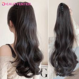 Synthetic Wigs Synthetic Wigs BEAUTYENTER Synthetic Long Curly Hair Band With Grab Clip Ponytail Wig Curly Hair False Ponytail Fluffy Hair Can Be Braided 240329