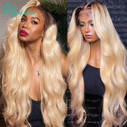 Synthetic Wigs Synthetic Wigs Ombre Blonde 613 Hd Lace Frontal Wig 13x6 Brazilian Body Wave Lace Front Wig Human Hair Preplucked Full Lace Wig for Black Women 240327