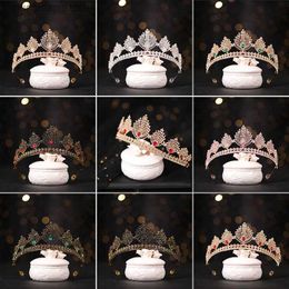 Tiaras Gold Color Crysta Crowns And Tiaras Baroque Vintage Crown Tiara For Women Bride Pageant Prom Diadem Wedding Hair Accessories Y240319