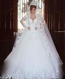 ZJ9074 Wedding Dress Princess 2021 Vintage Long Sleeve Lace Boat Neck A Line Bride Dresses Bridal Ball Gowns Plus Size2328227