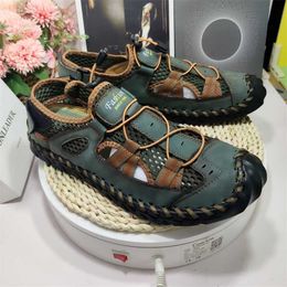 HBP Non-Brand Comfortable Soft Upper Good Quality Summer Beach Fun Men Pure Leather Sandals