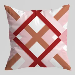 Pillow Geometric Retro Linen Elegant Case Square Red Printed Bedside Sofa Home Cover 45X45 Velvet Living Room Bed J1864