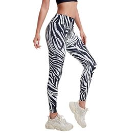 Yepyeni zebra desen kadın yoga deri tozlukları parlama tozlukları kadın spor pantolon pantolonlar yüksek streç taytlar yüksek bel kalça kaldırma eşofman