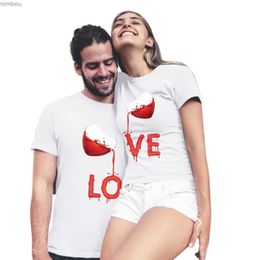 Women's T-Shirt Matching Tshirt Women Men Couples Lovers Valentines Day O Neck Short Sleeve Love Letter Print T Shirts Casual Tops C24319