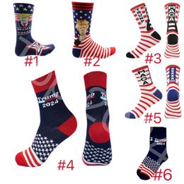 Trump 2024 Socks Party Favor President MAGA Trump Letter Stockings Striped Stars US Flag Sport Socks C502