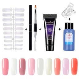 PinPai 5PCS Poly Extension Gel Set Nail Art Polygels Kit Clear White Color Nail UV Gel Tip Form Acrylic Nail Gel Slice Brush Kit 240318