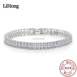 Bangle 925 Silver Bracelet Elegant Zircon Crystal Jewelry For Women Engagement Wedding Glamour Jewelry 18CM 240319