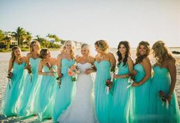 USA Popular Beach Turquoise Chiffon Bridesmaid Dresses Plus Size Floor Length Wedding Guest Party Dress for Autumn Formal Party Go2402010