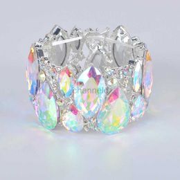 Bangle Fashion New Marquise Crystal Cuff Bracelets Big Stretch Bracelet For Women Wedding Bracelet Wedding Jewelry Gift For Girls 240319