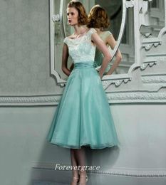 Elegant Cheap Mint Bridesmaid Dress A Line Lace Top Organza Maid of Honour Dress Wedding Guest Gown Custom Made Plus Size8181759